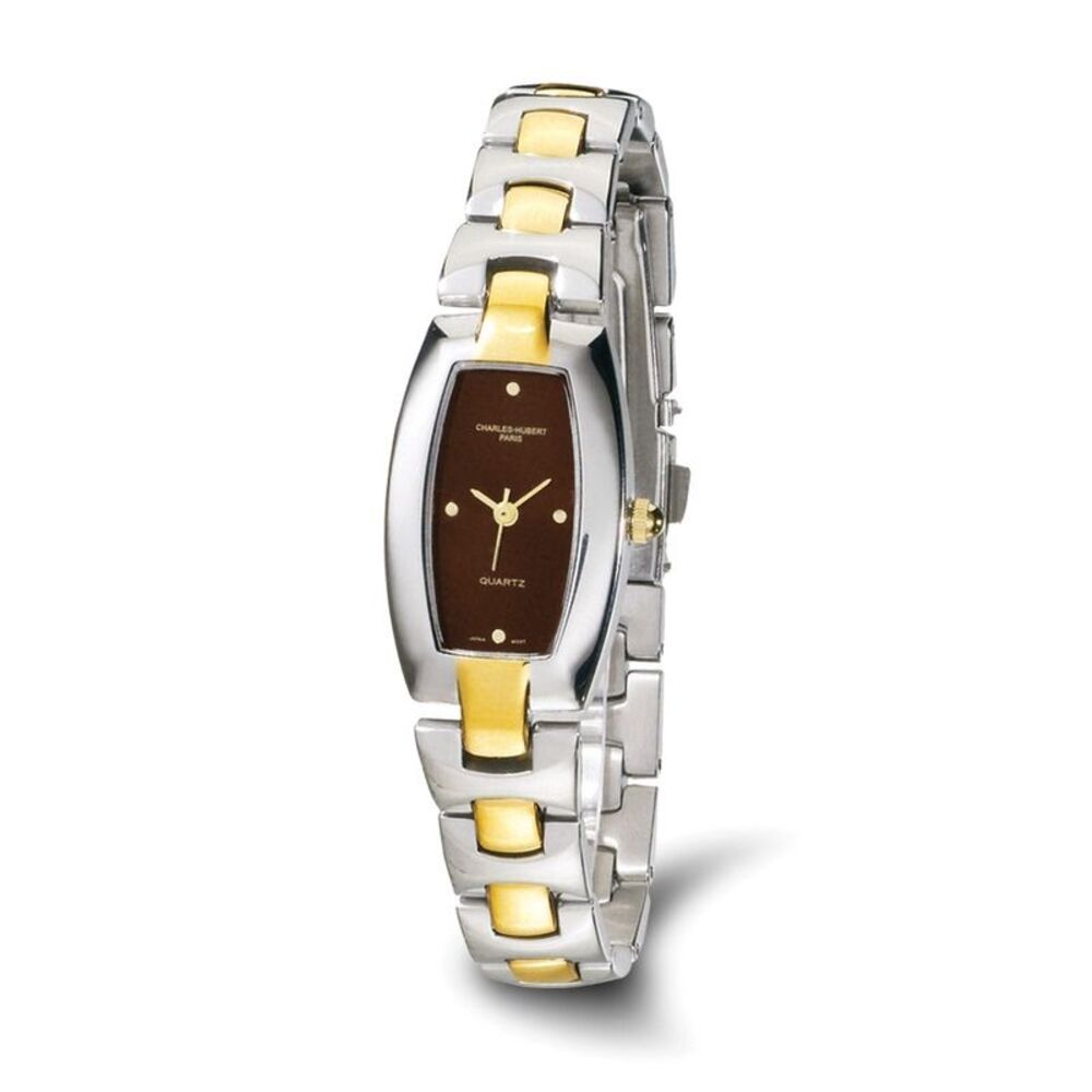 Charles Hubert Ladies Two-Tone Brown Dial Watch